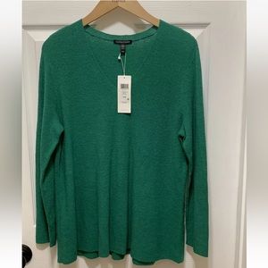 278.00 NWT Eileen Fisher M JADTE V-NECK TUNIC ORGANIC LINEN STRETCH CREPE